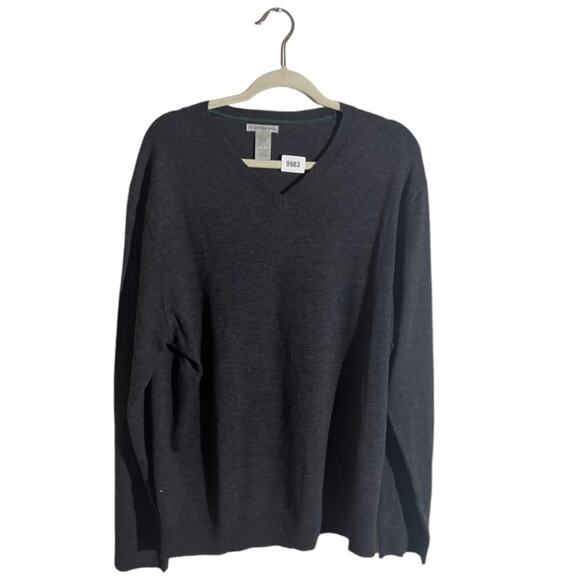 Gap 100% Italian Merino Wool Knit Sweater Mens XL Dark Gray V-Neck Super Soft - Picture 1 of 7